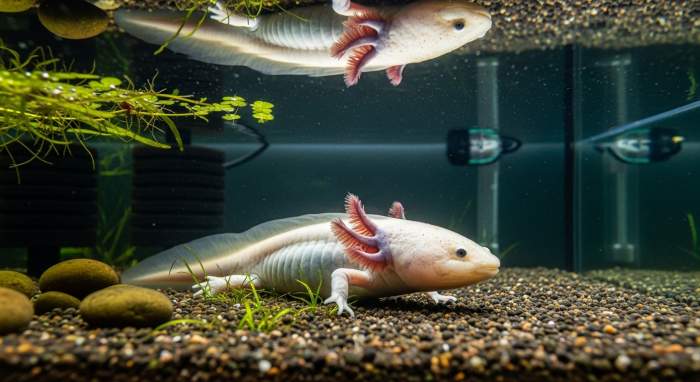Aelterer Axolotl Im Aquarium