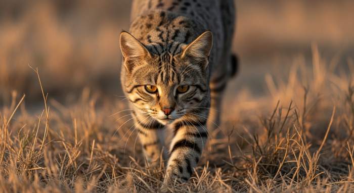 Afrikanische Wildkatze Auf Der Jagd