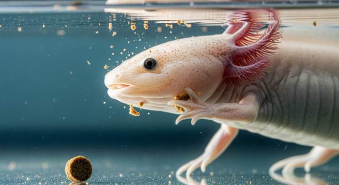 Axolotl Reinigt Seine Kiemen