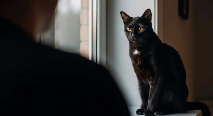 Katze blinzelt langsam mit halb geschlossenen Augen – Ausdruck des Katzenkusses und Zeichen von Vertrauen