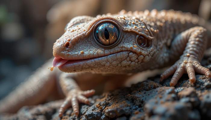 Gecko Schutzt Seine Augen Durch Lecken