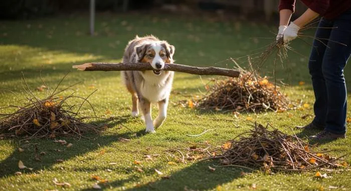 Ein Labrador trägt einen
