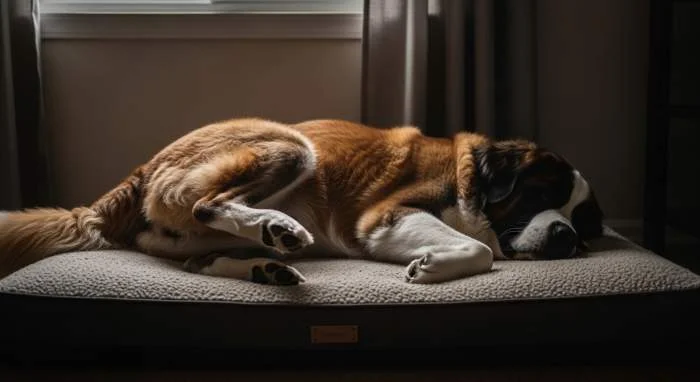 Hund dreht Kreise vor dem Hinlegen, ein instinktives Verhalten zur Vorbereitung des Schlafplatzes