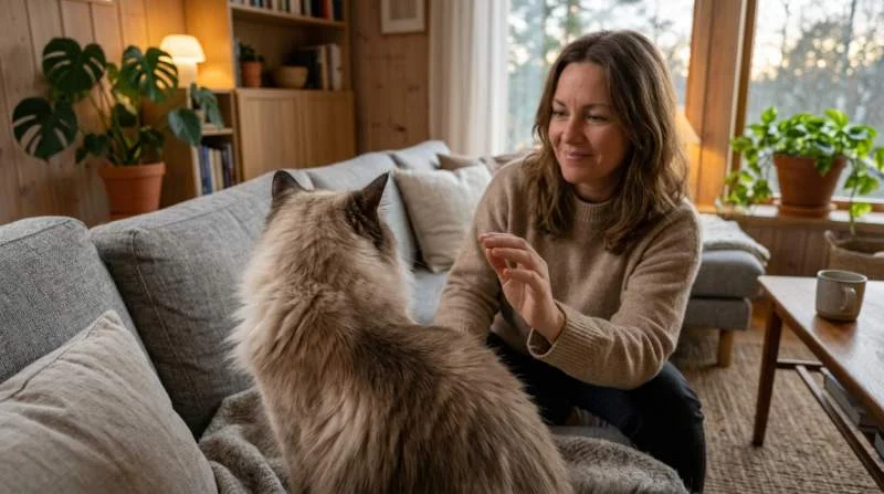Ragdoll Katze signalisiert genug Streicheleinheiten