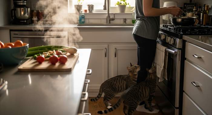 Katze Kuechenritual