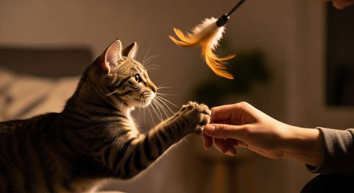 Katze Lenkt Ihren Spieltrieb Um
