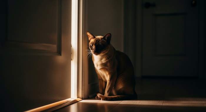 Katze Will Hinter Die Geschlossene Tur