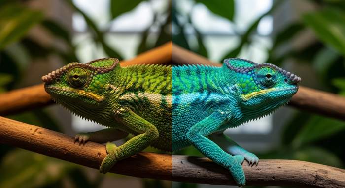 Licht Verandert Die Wirkung Der Chamaleon Farben