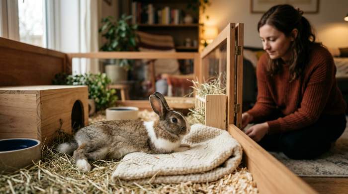 Scheues Kaninchen Lernt Sich Zu Entspannen