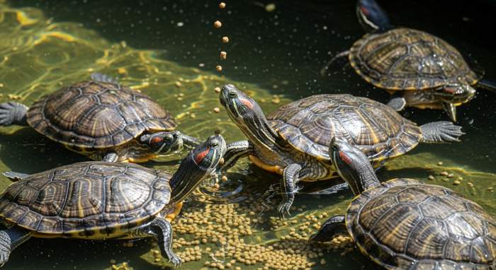 Schildkroeten Beim Fuettern