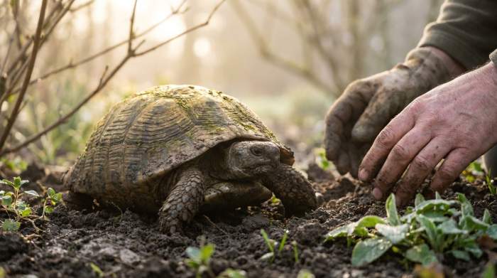 Schildkrote Erwacht Langsam Aus Der Winterruhe