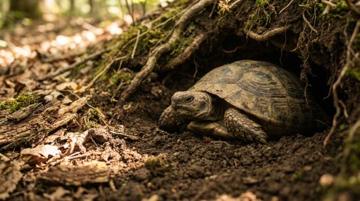Schildkrote Sucht Sicherheit Im Boden