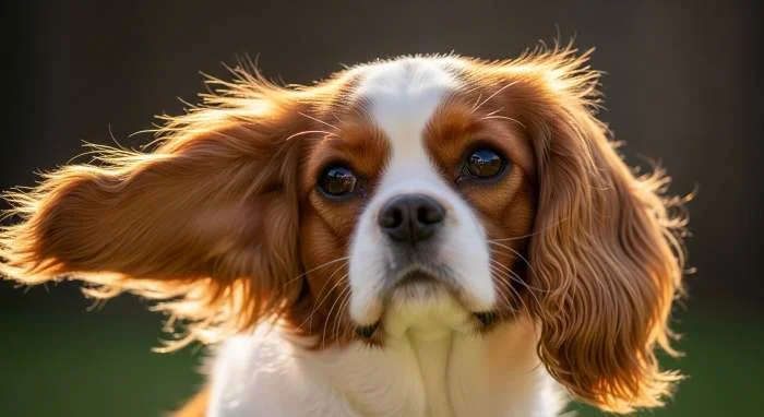 Hund neigt neugierig den Kopf, lauscht aufmerksam einem unbekannten Geräusch