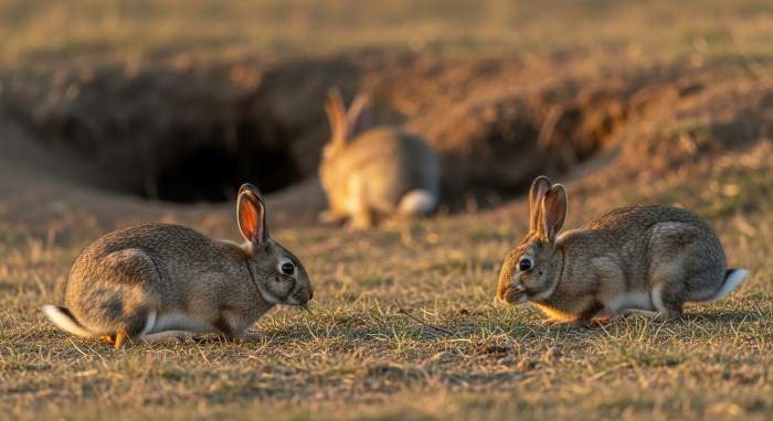 Wildkaninchen Fressen Schnell Vor Der Flucht