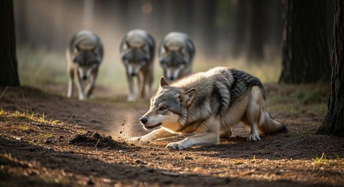 Wolfe Markieren Ihr Gebiet Mit Duften