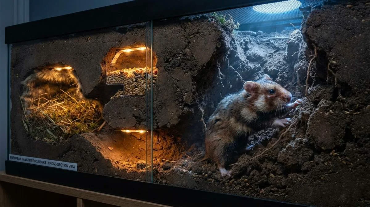Hamster gräbt aus Instinkt oder Stress im Gehege