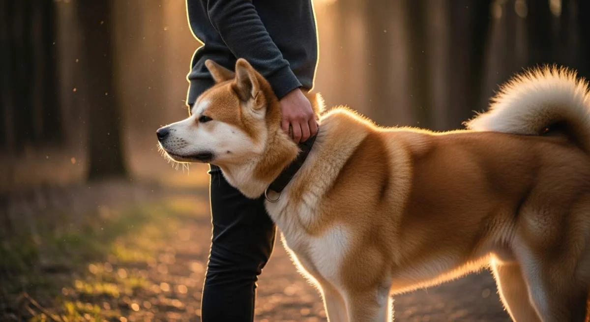 Hund Lehnt Sich Aus Vertrauen An Seinen Menschen