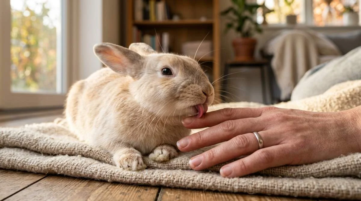 Kaninchen Leckt Aus Zuneigung Oder Neugier Auf Salz
