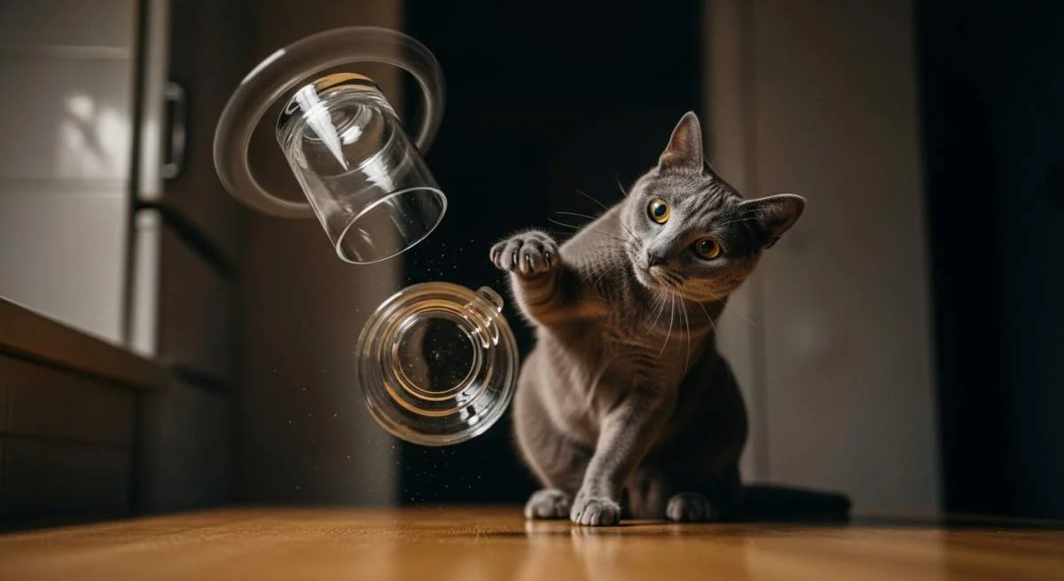 Katzen werfen Dinge vom Tisch? Jagdtrieb oder Provokation?