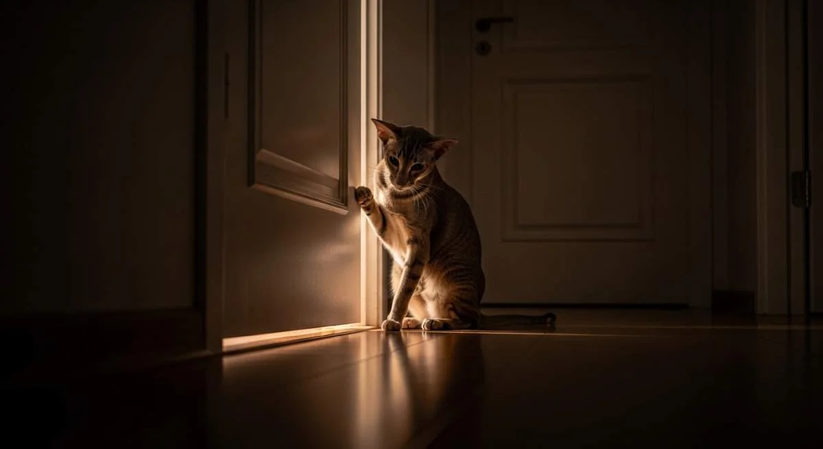 Katze Hasst Geschlossene Turen