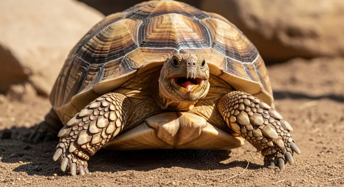 Schildkrote Faucht Aus Schreck Und Abwehr