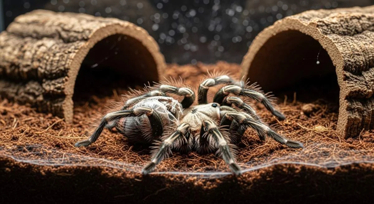 Vogelspinne häutet sich und ist während dieses Prozesses besonders empfindlich.